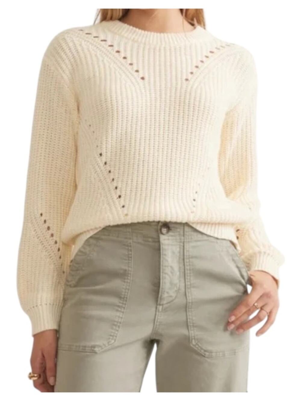 Marine Layer Ramona Crewneck Pullover Sweater 100% Cotton Size M